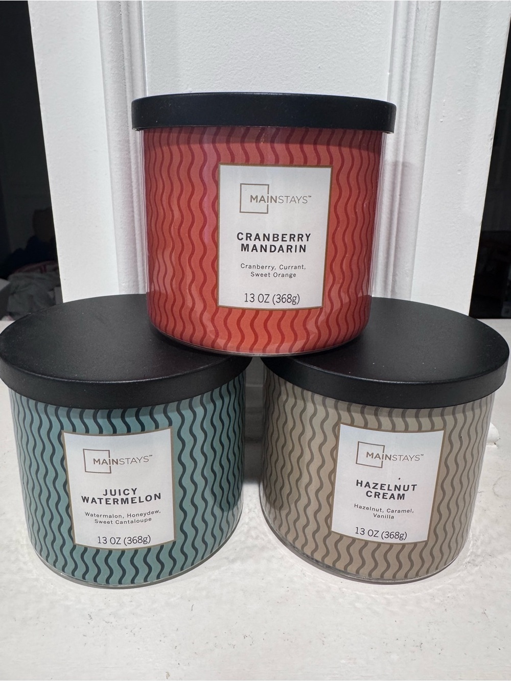 Mainstays 3 wick candles, set of 3. 13 oz each NWT